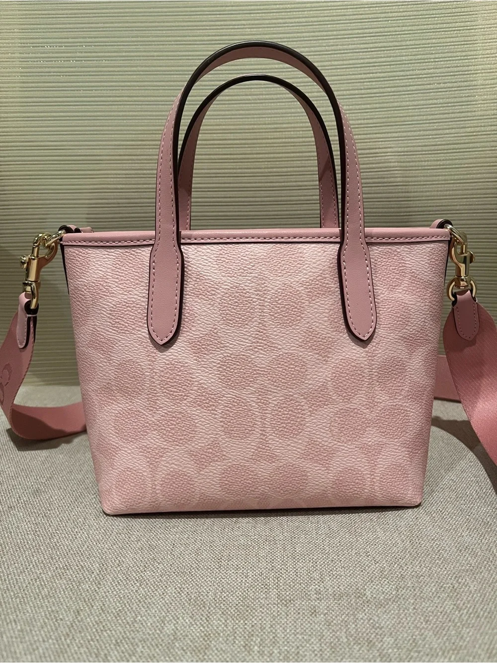Coach mini city tote in powder pink